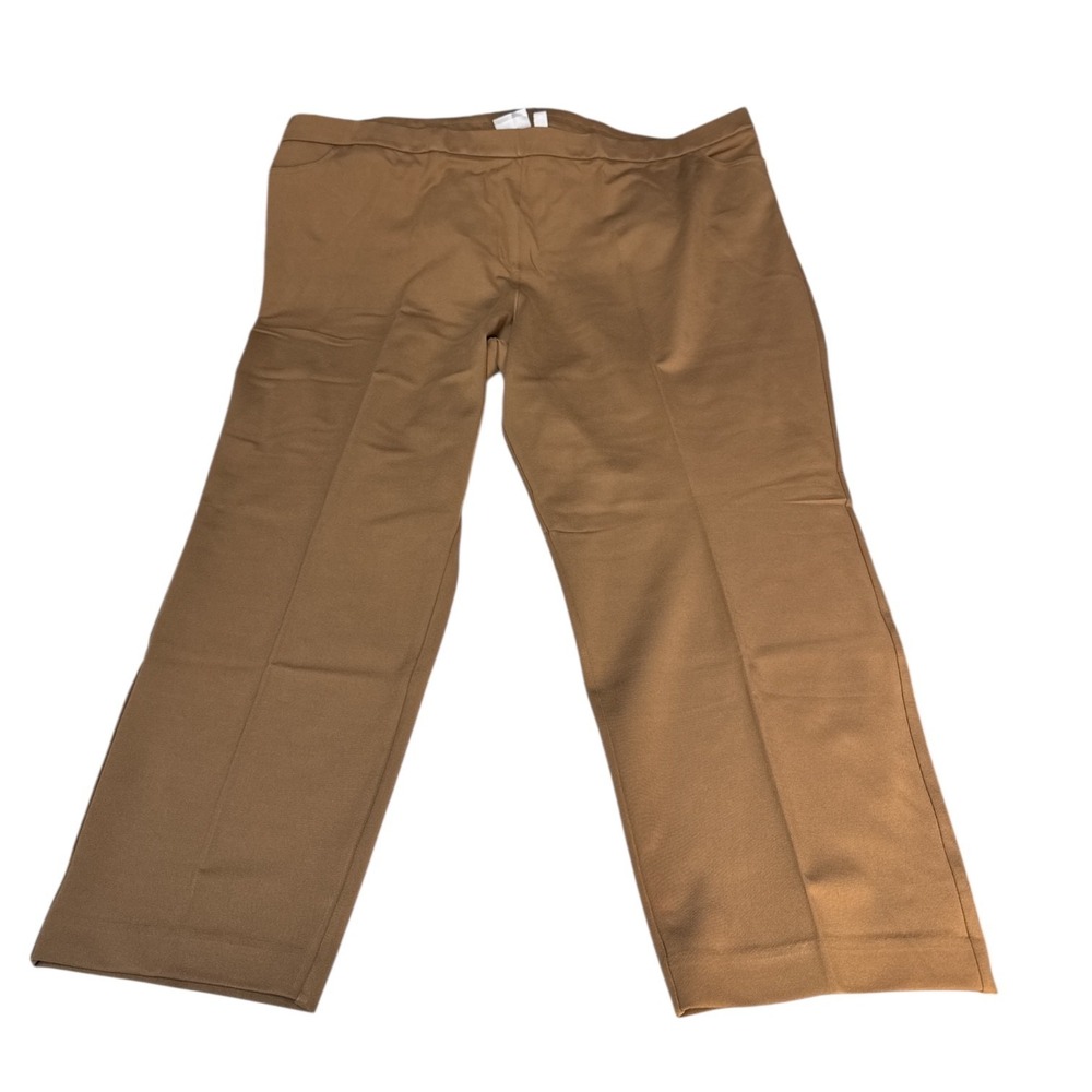 Susan Graver Wide Leg Pants Trousers Tan Pull On Knit‎ Womens Plus Size 4X NWOT